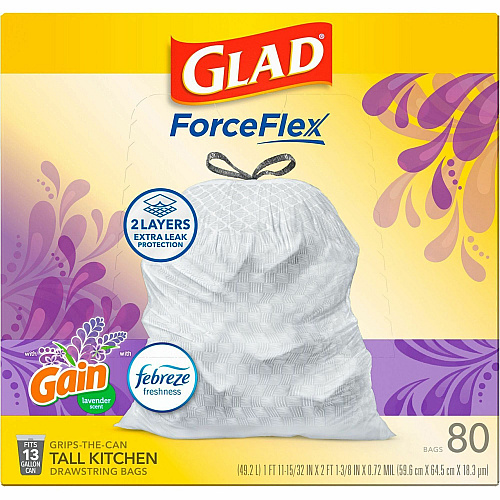Glad ForceFlex Tall Kitchen Drawstring Trash Bags (78902PL)
