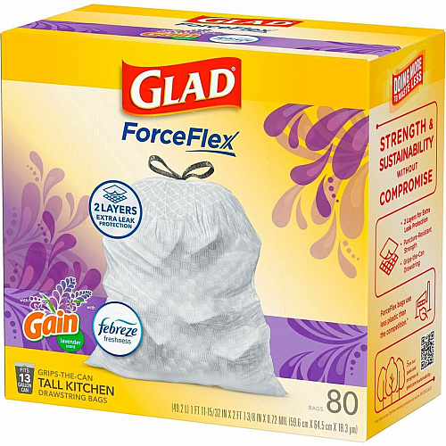Glad ForceFlex Tall Kitchen Drawstring Trash Bags (78902PL)