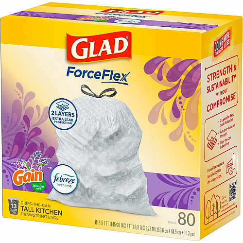 Glad ForceFlex Tall Kitchen Drawstring Trash Bags (78902PL)