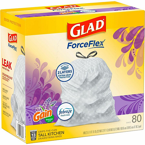 Glad ForceFlex Tall Kitchen Drawstring Trash Bags (78902PL)