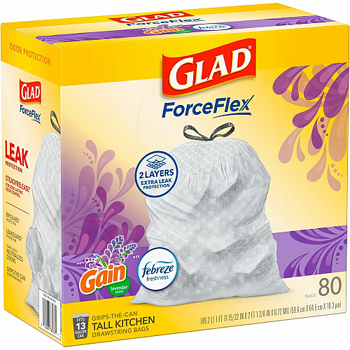 Glad ForceFlex Tall Kitchen Drawstring Trash Bags (78902PL)