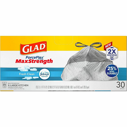Glad ForceFlex MaxStrength X-Large Kitchen Drawstring Trash Bags (78913BD)