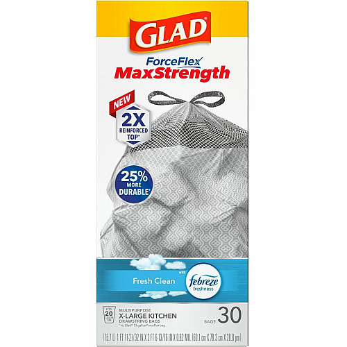 Glad ForceFlex MaxStrength X-Large Kitchen Drawstring Trash Bags (78913BD)