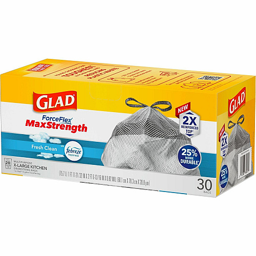 Glad ForceFlex MaxStrength X-Large Kitchen Drawstring Trash Bags (78913CT)