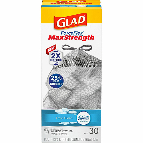 Glad ForceFlex MaxStrength X-Large Kitchen Drawstring Trash Bags (78913PL)