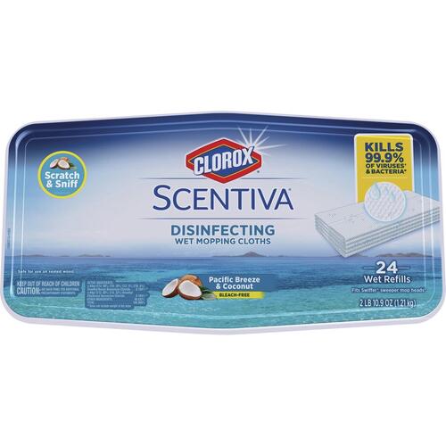 Clorox Scentiva Disinfecting Wet Mopping Pad Refills, Bleach-Free (32034)