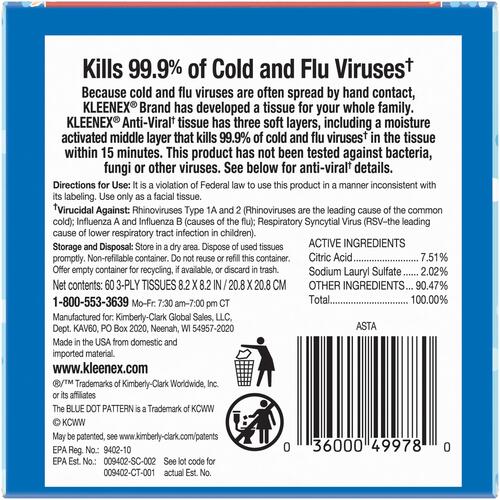 Kleenex Anti-Viral Facial Tissues (49978)