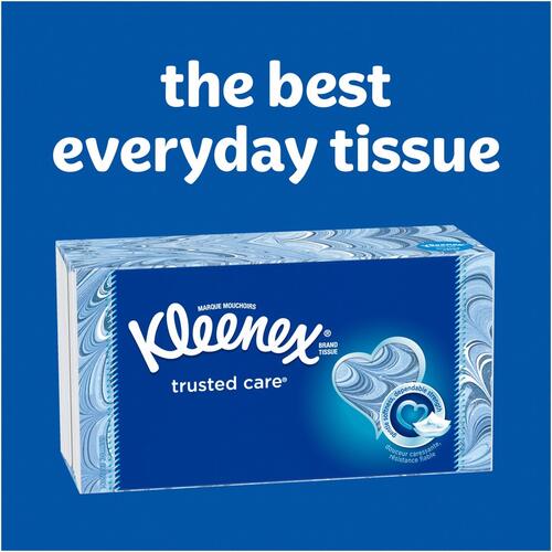 Kleenex Trusted Care Facial Tissue, 2-Ply, White, 144 Sheets/Box, 3 Boxes/Pack, 12 Packs/Carton (50219)