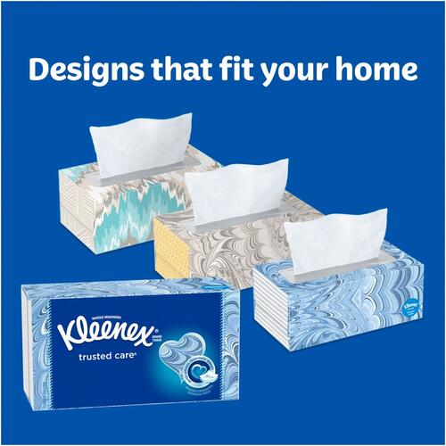 Kleenex Trusted Care Facial Tissue, 2-Ply, White, 144 Sheets/Box, 3 Boxes/Pack, 12 Packs/Carton (50219)