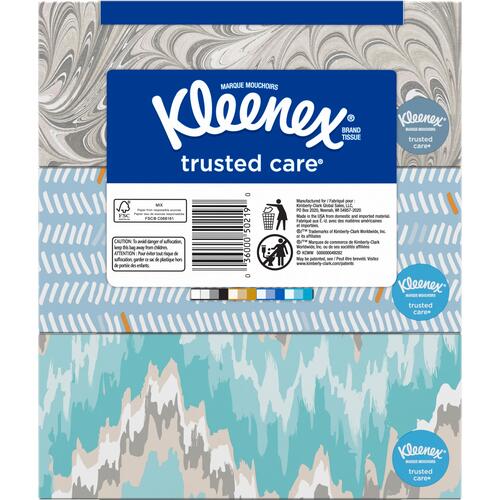 Kleenex Trusted Care Facial Tissue, 2-Ply, White, 144 Sheets/Box, 3 Boxes/Pack, 12 Packs/Carton (50219)