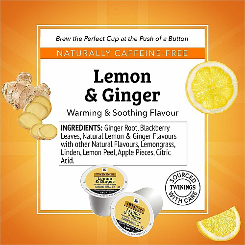 Twinings of London Lemon & Ginger Herbal Tea K-Cup (11019)