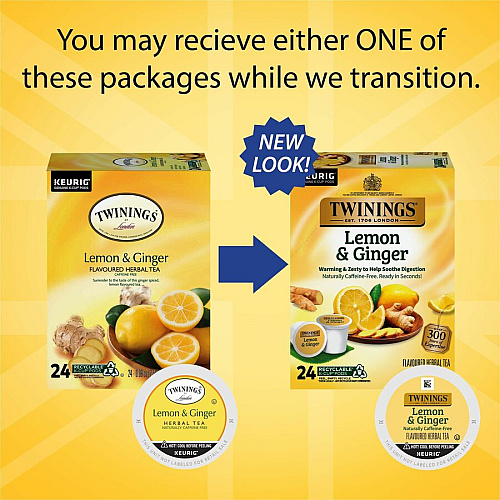 Twinings of London Lemon & Ginger Herbal Tea K-Cup (11019)