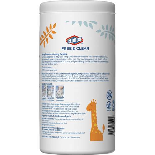 Clorox Free & Clear Hard Surface Daily Wipes, Bleach-Free Cleaning Wipes