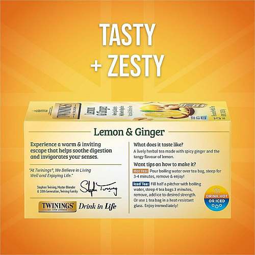 Twinings of London Lemon & Ginger Herbal Tea Bag (09180)