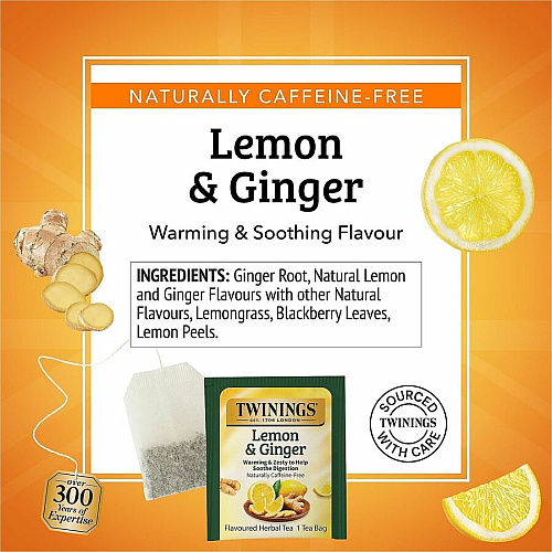 Twinings of London Lemon & Ginger Herbal Tea Bag (09180)