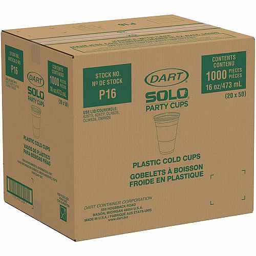 SOLO 16 oz Plastic Cold Party Cups (P16)