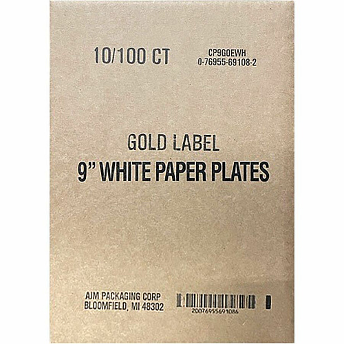 Gold Label 9" Dinnerware Paper Plates (CP9GOEWH)