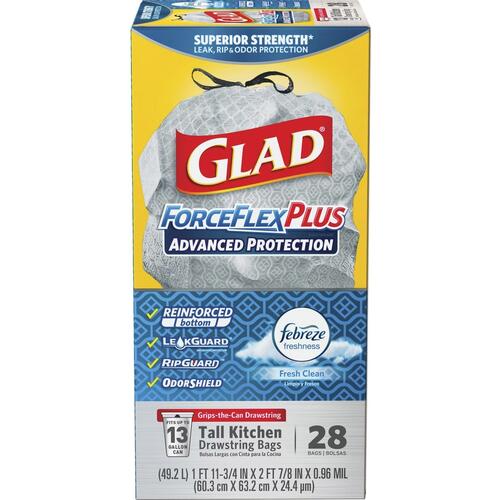 Glad Tall Kitchen Drawstring Trash Bags - ForceFlexPlus Advanced Protection (79018)