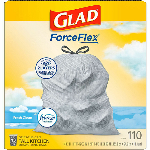 Glad ForceFlex Tall Kitchen Drawstring Trash Bags (78563)
