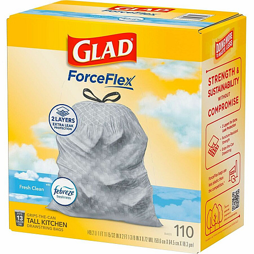 Glad ForceFlex Tall Kitchen Drawstring Trash Bags (78563)