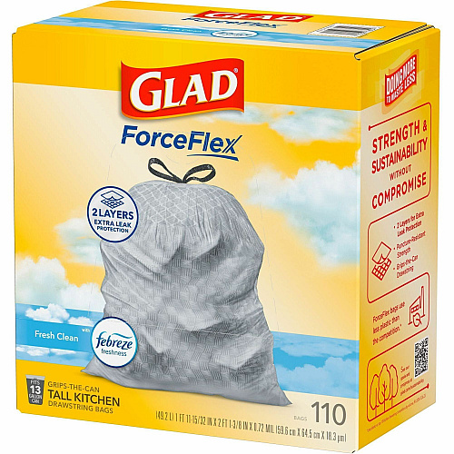 Glad ForceFlex Tall Kitchen Drawstring Trash Bags (78563)