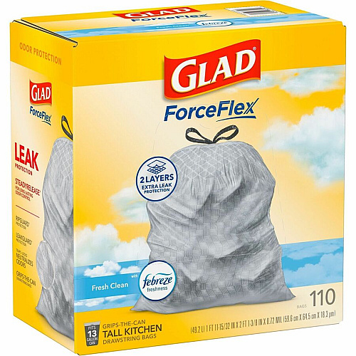 Glad ForceFlex Tall Kitchen Drawstring Trash Bags (78563)