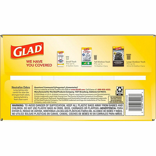 Glad ForceFlex Tall Kitchen Drawstring Trash Bags (79114)