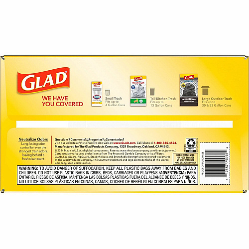 Glad ForceFlex Tall Kitchen Drawstring Trash Bags (79114)