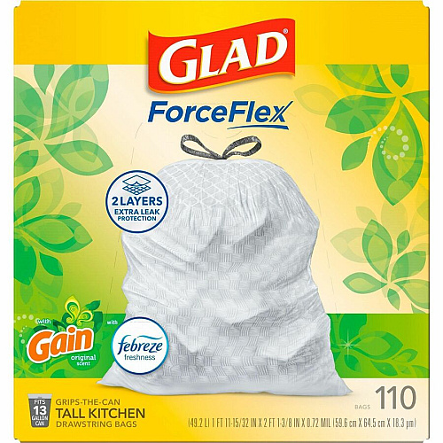 Glad ForceFlex Tall Kitchen Drawstring Trash Bags (79114)