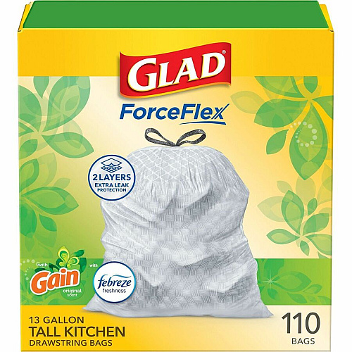 Glad ForceFlex Tall Kitchen Drawstring Trash Bags (79114)