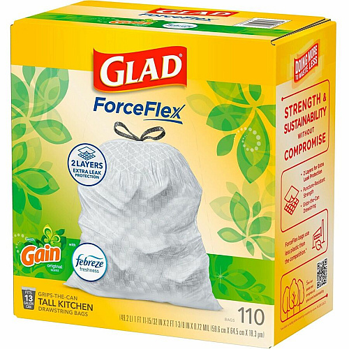 Glad ForceFlex Tall Kitchen Drawstring Trash Bags (79114)