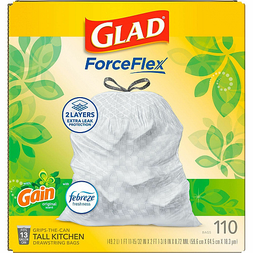 Glad ForceFlex Tall Kitchen Drawstring Trash Bags (79114)