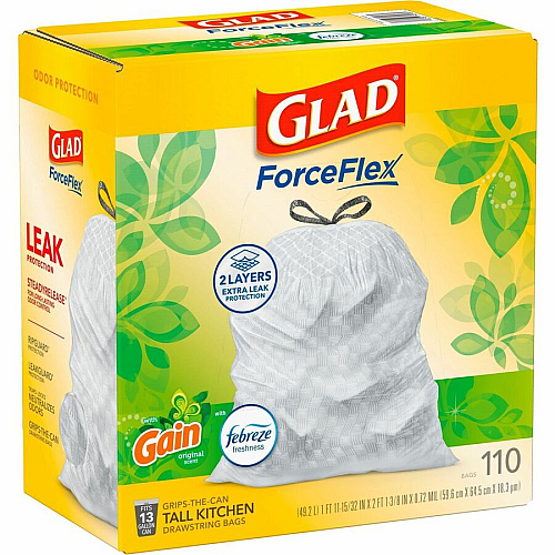 Glad ForceFlex Tall Kitchen Drawstring Trash Bags (79114)