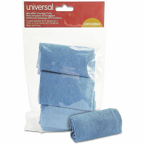 Universal Microfiber Cleaning Cloth, 12 x 12, Blue, 3/Pack (43664)