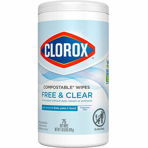 Clorox Free & Clear Compostable All Purpose Cleaning Wipes (32486)