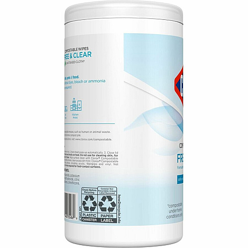 Clorox Free & Clear Compostable All Purpose Cleaning Wipes (32486)