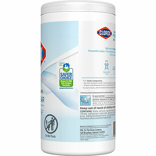 Clorox Free & Clear Compostable All Purpose Cleaning Wipes (32486)