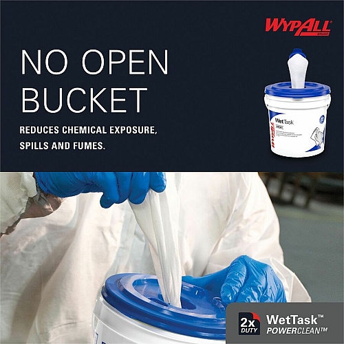 Wypall PowerClean WetTask Wipers for Disinfectants, Sanitizers & Solvents (06211)