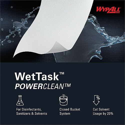Wypall PowerClean WetTask Wipers for Disinfectants, Sanitizers & Solvents (06211)