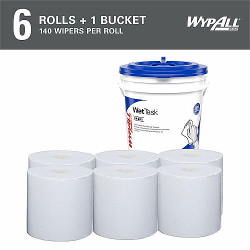 Wypall PowerClean WetTask Wipers for Disinfectants, Sanitizers & Solvents (06211)