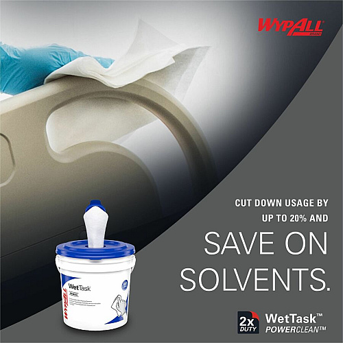 Wypall PowerClean WetTask Wipers for Disinfectants, Sanitizers & Solvents (06211)