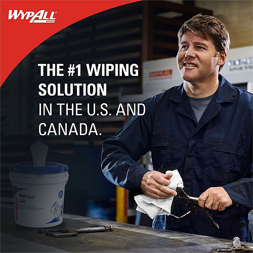 Wypall PowerClean WetTask Wipers for Disinfectants, Sanitizers & Solvents (06211)