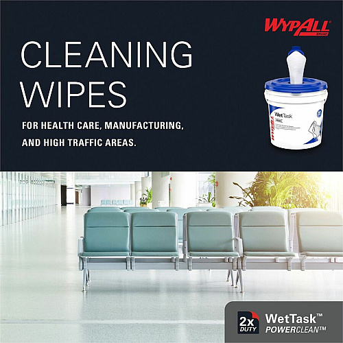 Wypall PowerClean WetTask Wipers for Disinfectants, Sanitizers & Solvents (06211)