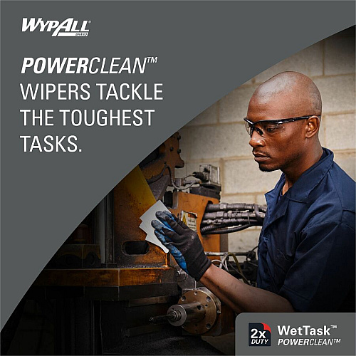 Wypall PowerClean WetTask Wipers for Disinfectants, Sanitizers & Solvents (06211)