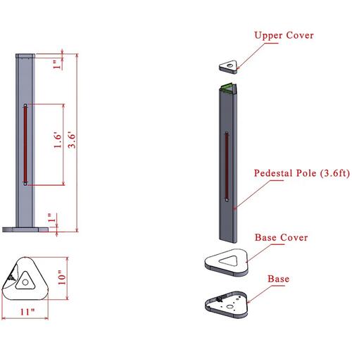 Richtech Triangular Stand for Temperature Screening System Freestanding Floor Pedestal - Box 1 of 2 (AATSSFS1)