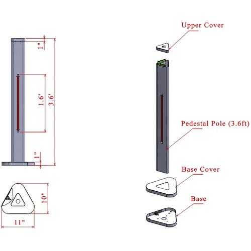 Richtech Steel Base for Temperature Screening System Freestanding Floor Pedestal - Box 2 of 2 (AATSSFS2)