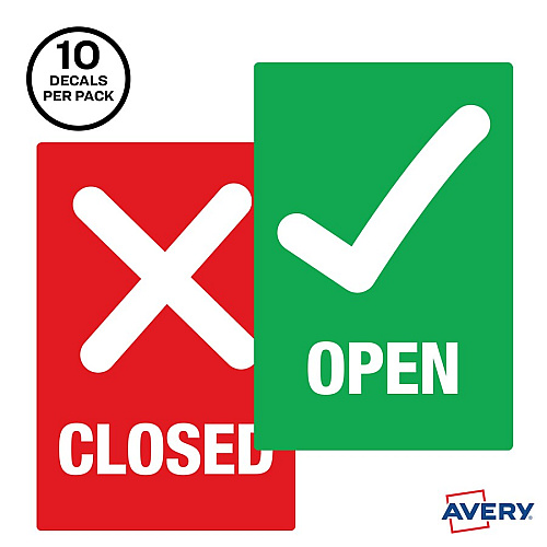 Avery Surface Safe OPEN/CLOSED Table/Chair Decals (83070)