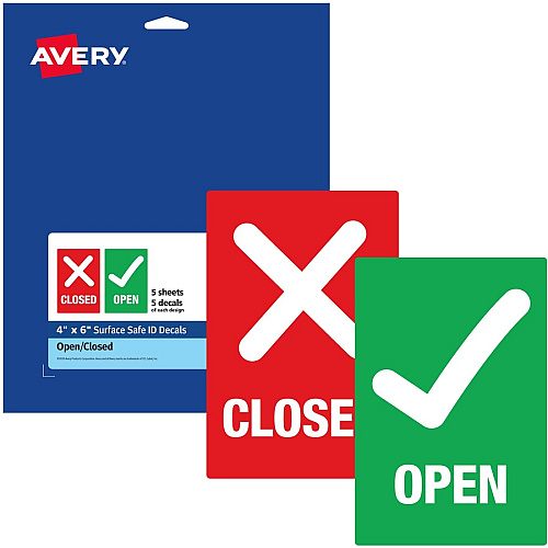 Avery Surface Safe OPEN/CLOSED Table/Chair Decals (83070)