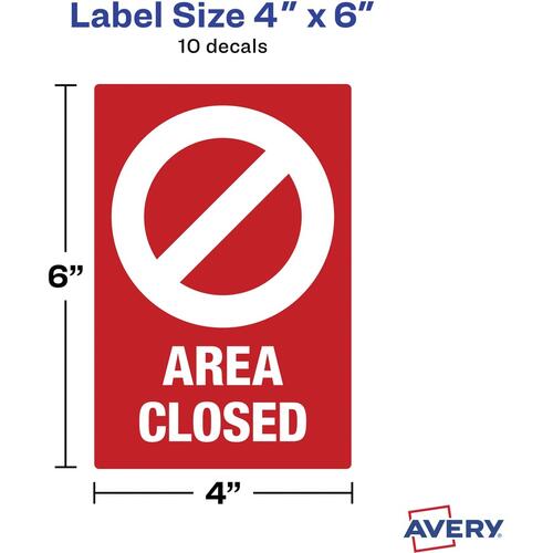 Avery Surface Safe AREA CLOSED Table/Chair Decals (83071)