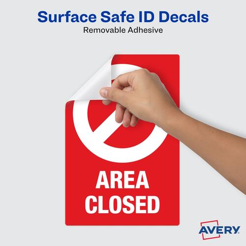 Avery Surface Safe AREA CLOSED Table/Chair Decals (83071)